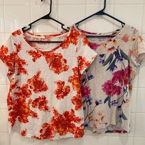 Floral Print Women's Tops - Red and Purple